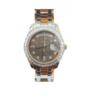 Rolex Oyster Perpetual Day-Date 39Mm Diamond Set Dark Mop Dial Ladies Watch