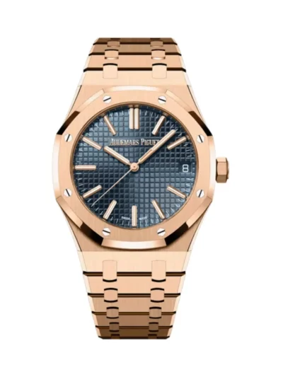 Audemars Piguet Royal Oak 15510OR.OO.1320OR.03 18K Rose Gold 41mm Blue Dial Mens Watch