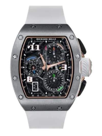 Richard Mille Rm 72-01 Ti Automatic Winding Lifestyle Flyback Chronograph 38.4Mm X 47.3Mm Titanium White Rubber Straps