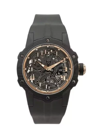 Richard Mille Rm 33-02 Rg Ca Round Automatic Extra Thin 41.8Mm Carbon Tpt Black Rubber Straps Men’S Watch