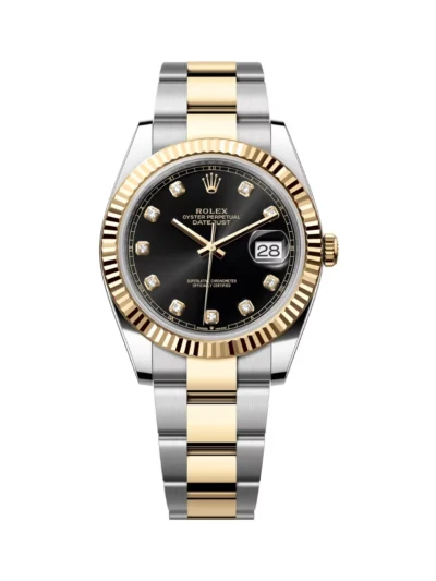 Rolex Datejust 126333-0005 Oystersteel 18kt Yellow Gold Diamond Numerals 41mm Black Dial Mens Watch