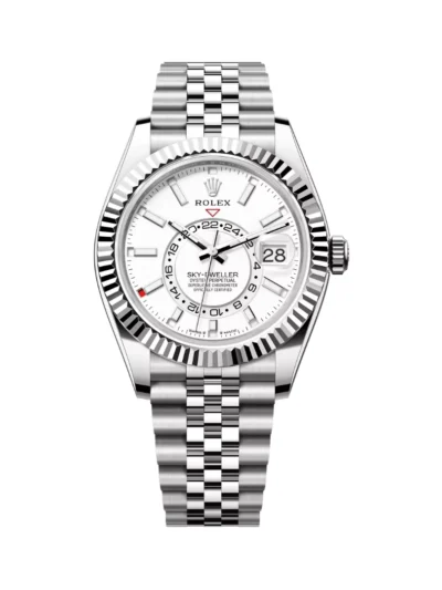 Rolex Sky Dweller 336934-0004 White Gold Fluted Bezel 42mm Men’s Watch