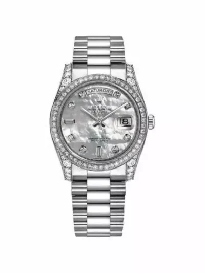 Rolex Oysterp Perpetual Day Date 18Kt White Gold 36Mm Ladies Watch