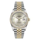 Rolex Oyster Perpetual Datejust 126283Rbr Sdr69J Yellow Diamond Bezel Silver Roman Dial 36Mm Unisex Two Tone Unisex Watch
