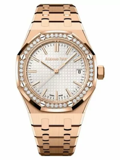 Audemars Piguet Royal Oak 15551OR.ZZ.1356OR.01 White Dial Selfwinding “50Th Anniversary” 37mm 18K Rose Gold Ladies Watch