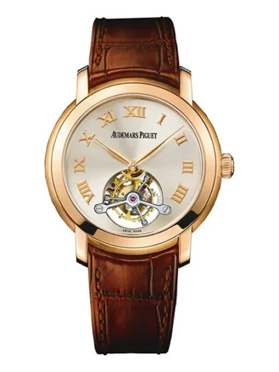 Audemars Piguet Jules Audemars 26561Or.Oo.D088Cr.01 Silver Dial Tourbillon 39Mm Pink Gold With Brown Leather Men’S Watch