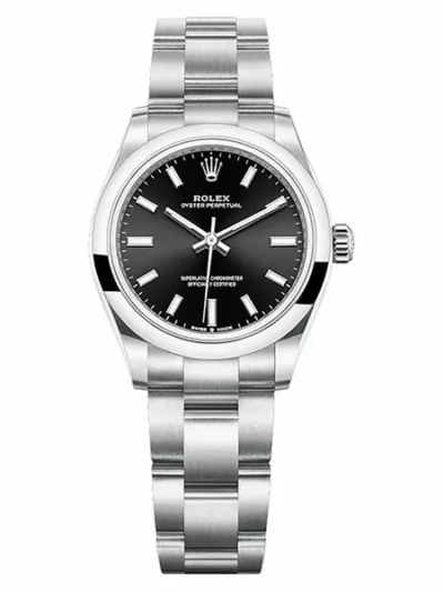 Rolex Oyster Perpetual 277200-002  Black Dial 31Mm Full Steel Ladies’ Watch