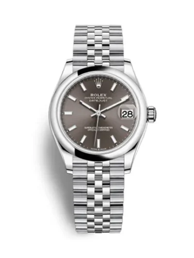 Rolex Datejust 278240 Dark Grey Index Dial Domed Bezel 31Mm Oystersteel Jubilee Bracelet Ladies Watch