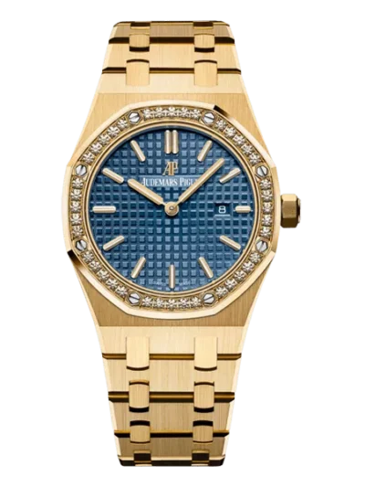 Audemars Piguet Royal Oak 67651Ba.Zz.1261Ba.02 Blue Index Dial Gold 33Mm 18K Yellow Gold Ladies Watch