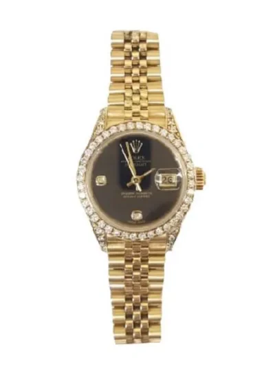 Rolex Oyster Perpetual Datejust Onyx Diamond Dial Ladies Watch