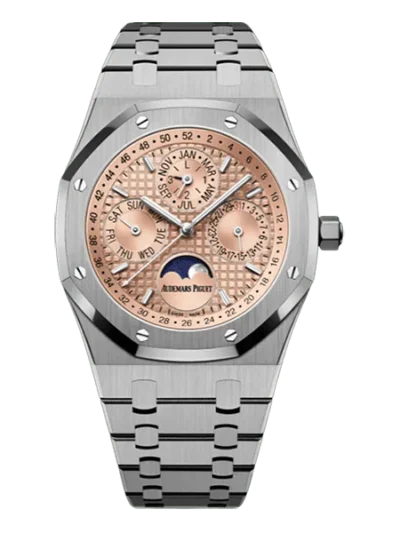 Audemars Piguet Royal Oak 26615TI.OO.1220TI.01 Salmon Dial Perpetual Calendar Limited Edition 41Mm Titanium Men’S Watch