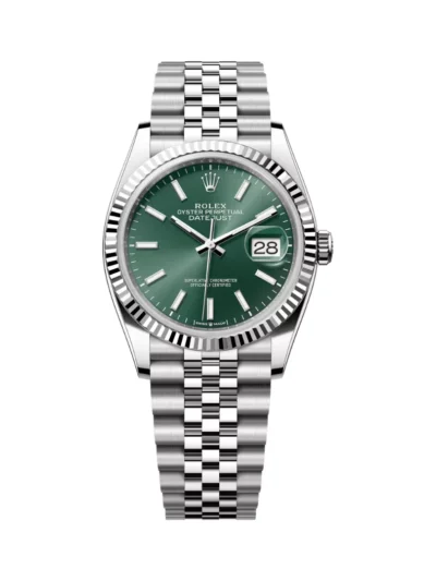 Rolex Datejust 126234-0051 Oystersteel White Gold Mint Green Dial 36mm Unisex Watch