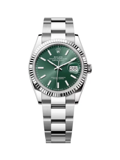 Rolex Datejust 126234-0052 Oystersteel White Gold Mint Green Dial 36mm Women’s Watch