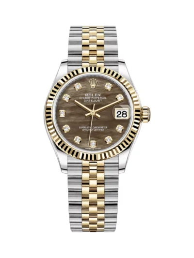 Rolex Datejust 278273 DKMDJ Dark 18K Yellow Gold And Steel 31mm MOP Diamonds Dial Womens Watch