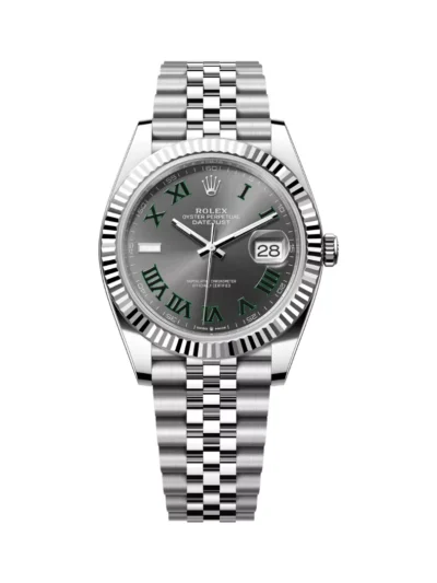 Rolex Datejust 41 Oyster Perpetual 126334-0022 White Gold 41mm Grey Dial Green Numerals Men’s Watch