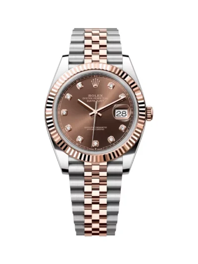 Rolex Datejust m126331-0004 Fluted Bezel 18Kt Everose Gold Chocolate Diamond Dial