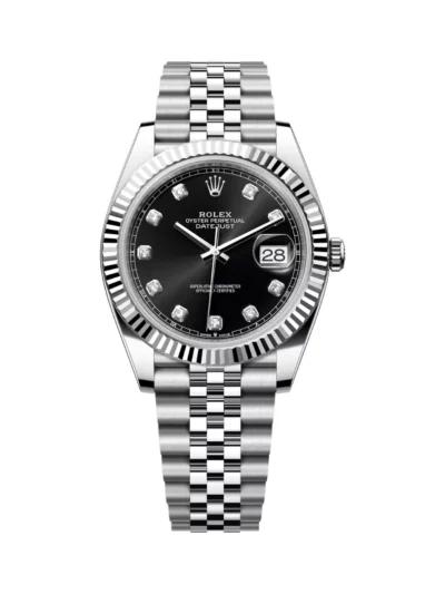 Rolex Datejust m126334-0012 White Gold Oystersteel 41mm Black Diamond Dial Men’s Watch