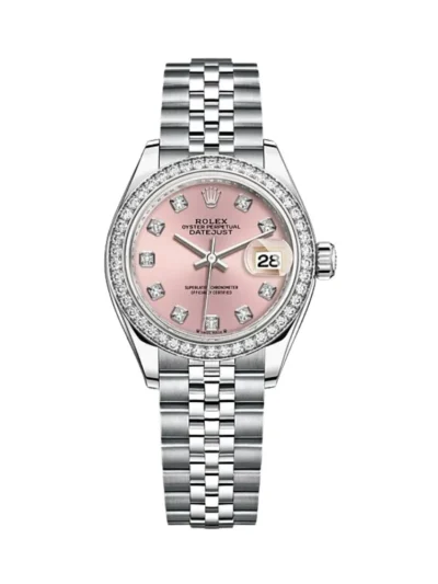 Rolex Datejust M279384Rbr-0003 28Mm Diamond Bezel Silver-Tone