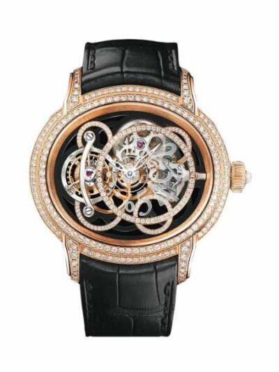 Audemars Piguet Millenary Onyx Diamond Paved Skeleton 45Mm 18Kt Rose Gold Men’S Watch