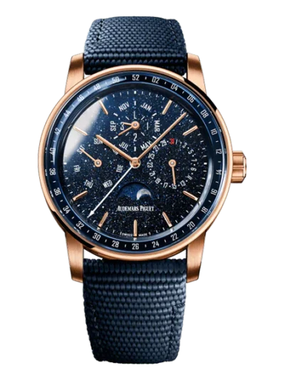 Audemars Piguet Code 11.59 26394Or.Oo.D027Kb.01 Blue Aventurine Dial Perpetual Calendar 41Mm 18K Rose Gold Men’S Watch