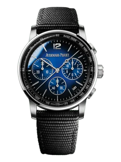 Audemars Piguet Code 11.59 26393Bc.Oo.A002Kb.01 Smoked Blue Lacquered Dial Chronograph 41Mm 18Kwhite Gold Men’S Watch